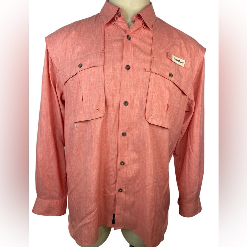 Magellan Outdoors Fish Gear Relaxed Fit Coral Fishing Shirt  Men’s Large